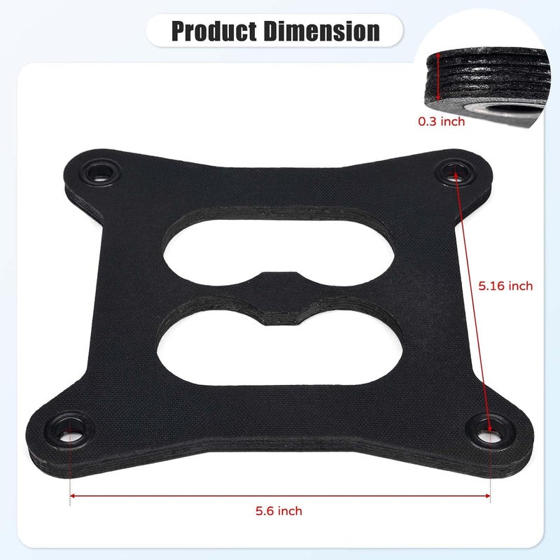 Atesilor 9266 Divided Square Bore Carburetor Heat Insulator Gasket Spacer with Mounting Stud Kit Fit for Edelbrock Performer Holley Thunder Carburetors & Divided Plenum Manifolds, Replace 2732 - Image 3